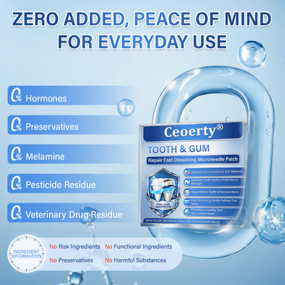 Ceoerty® Tooth & Gum Repair Fast-Dissolving Microneedle Patch✨ (𝟓-𝐢𝐧-𝟏 💎 𝐑𝐞𝐛𝐮𝐢𝐥𝐝 𝐄𝐧𝐚𝐦𝐞𝐥 & 𝐃𝐞𝐧𝐭𝐢𝐧 • 𝐒𝐭𝐫𝐞𝐧𝐠𝐭𝐡𝐞𝐧 𝐆𝐮𝐦𝐬 • 𝐄𝐫𝐚𝐝𝐢𝐜𝐚𝐭𝐞 𝐓𝐚𝐫𝐭𝐚𝐫 & 𝐎𝐝𝐨𝐫 • 𝐖𝐡𝐢𝐭𝐞𝐧𝐢𝐧𝐠 • 𝐒𝐭𝐨𝐩 𝐓𝐨𝐨𝐭𝐡 𝐒𝐞𝐧𝐬𝐢𝐭𝐢𝐯𝐢𝐭𝐲)