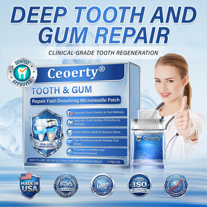 Ceoerty® Tooth & Gum Repair Fast-Dissolving Microneedle Patch✨ (𝟓-𝐢𝐧-𝟏 💎 𝐑𝐞𝐛𝐮𝐢𝐥𝐝 𝐄𝐧𝐚𝐦𝐞𝐥 & 𝐃𝐞𝐧𝐭𝐢𝐧 • 𝐒𝐭𝐫𝐞𝐧𝐠𝐭𝐡𝐞𝐧 𝐆𝐮𝐦𝐬 • 𝐄𝐫𝐚𝐝𝐢𝐜𝐚𝐭𝐞 𝐓𝐚𝐫𝐭𝐚𝐫 & 𝐎𝐝𝐨𝐫 • 𝐖𝐡𝐢𝐭𝐞𝐧𝐢𝐧𝐠 • 𝐒𝐭𝐨𝐩 𝐓𝐨𝐨𝐭𝐡 𝐒𝐞𝐧𝐬𝐢𝐭𝐢𝐯𝐢𝐭𝐲)